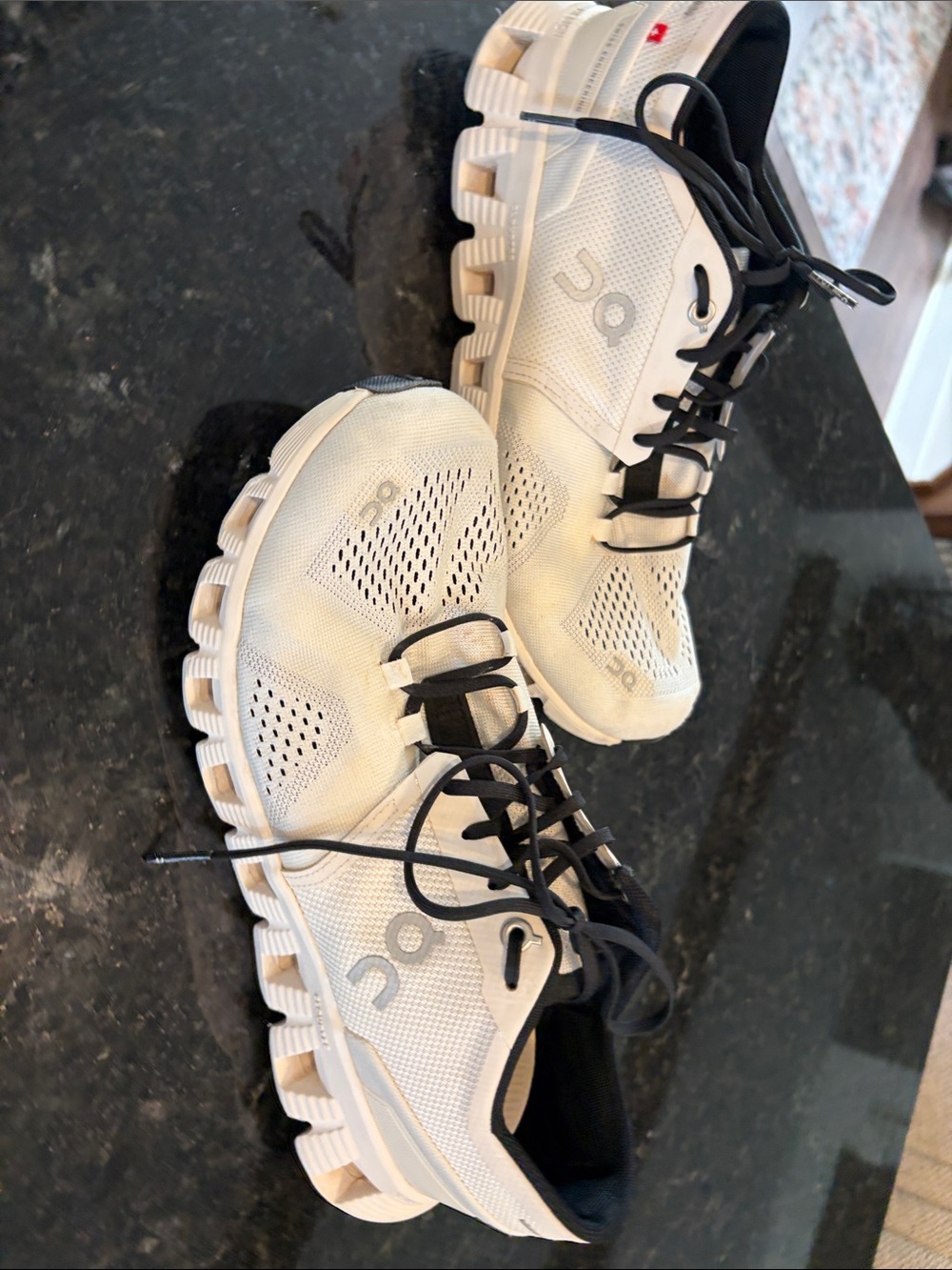 On Running Womens  Sneakers in White with Black Accents